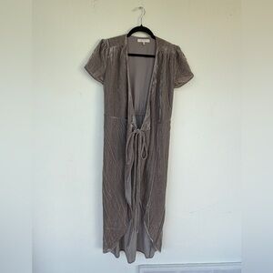 Wayf Gray Velvet Wrap Dress